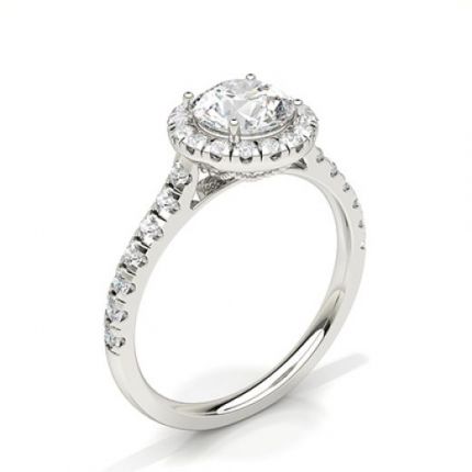 Prong Setting Side Stone Halo Engagement Ring