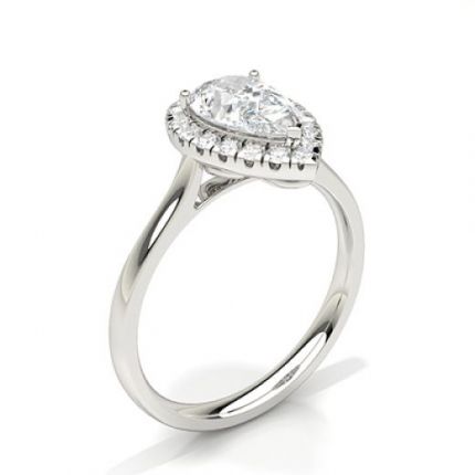 Prong Setting Side Stone Halo Engagement Ring