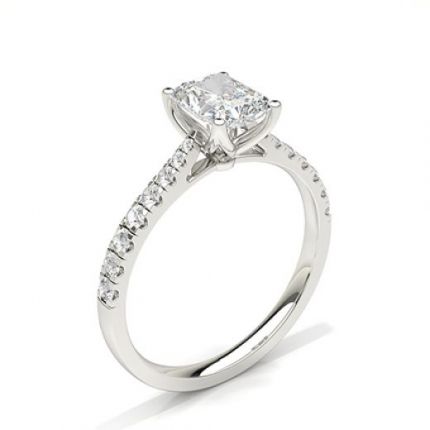 Prong Set Round Side Stone Diamond Engagement Ring