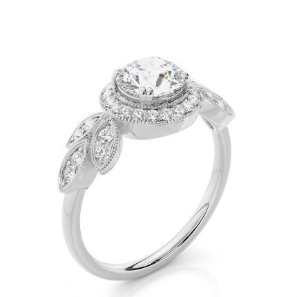 Prong Setting Diamond Halo Engagement Ring