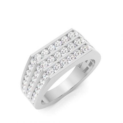 Channel Setting Round Diamond Mens Ring