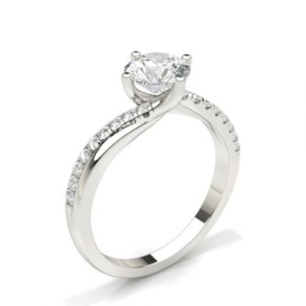 Prong Round Side Stone Diamond Engagement Ring